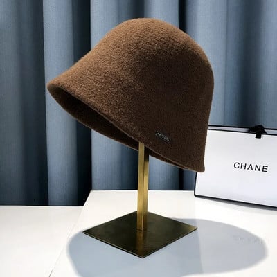 MAXSITI U Cashmere mišinio šilta kibiro kepurė moterims žieminė Elegantiška ir madinga žvejo kepurė Panamos kepurės juodos baseino kepurės