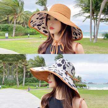 Μόδα Καλοκαιρινό γυναικείο καπέλο Καπέλο ψαρά Καλοκαιρινό UV μονόχρωμο Μεγάλο κεφάλι περιφέρεια αντηλιακό καπέλο μάσκα προσώπου Καπέλο ηλίου παραλίας