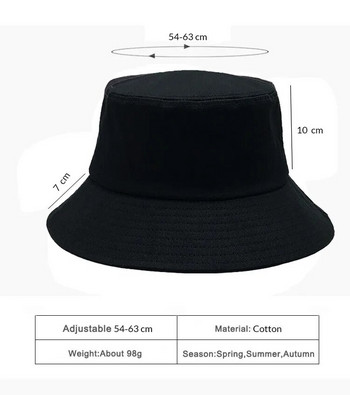Γυναικείο Καπέλο κουβά για ήλιο Μεγάλο Κεφάλι Fisherman Μαύρο Μπεζ βαμβακερό Panama Cap Plus Size Bucket Καπέλο 54-57cm 57-60cm 60-63cm