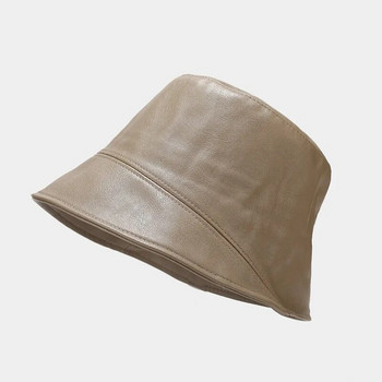 2022 Φθινόπωρο Pu μονόχρωμο καπέλο καπέλο Fisherman Καπέλο ταξιδιού εξωτερικού χώρου για κορίτσι και γυναίκες 216