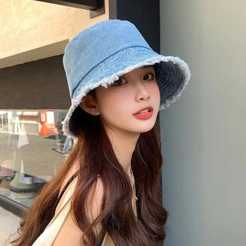 Τζιν καπέλα ηλίου με σκίαστρα Κορεατική μόδα για γυναίκες