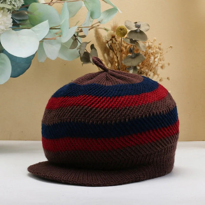 Zimske kape sa šiltom za žene Deblje dvostrane kape Karirana pletena kapa za djevojčice Jesenska kapa za djevojčice Toplija mekana kapa s šeširom Ležerna kapa