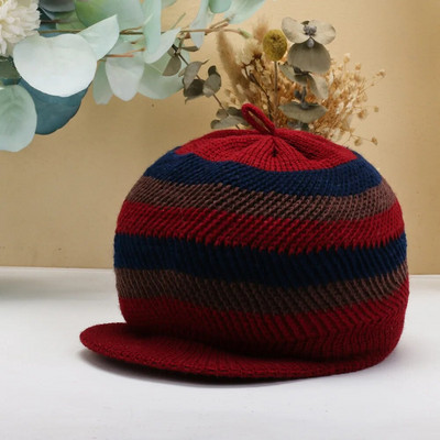 Zimske kape sa šiltom za žene Deblje dvostrane kape Karirana pletena kapa za djevojčice Jesenska kapa za djevojčice Toplija mekana kapa s šeširom Ležerna kapa