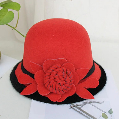 Panamai női tűzijáték sapka, vödörsapka, bankett sapka, divatos és elegáns téli gyapjú meleg és hideg sapka K82