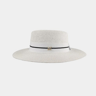 Ženski slamnati šešir M LOGO Ravna kapa Proljeće Ljeto Korejski vintage modni jazz šešir za plažu Blagdanske kape sa šiltom za sunce Lady Panama