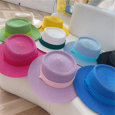 Неравна горна сламена шапка нов цвят панделка аксесоари шапка за слънце външна сламена шапка шапка за слънце плаж мъже и жени