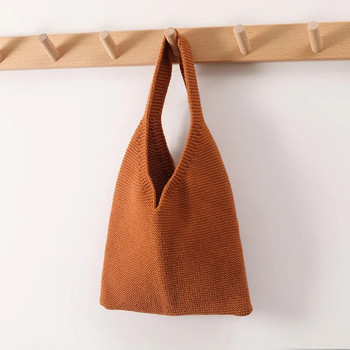 Γυναικεία τσάντα μάλλινης πλέξης, γυναικεία βελονάκι, ανοιχτή τσάντα αγορών, 2023, γυναικεία καθημερινή τσάντα