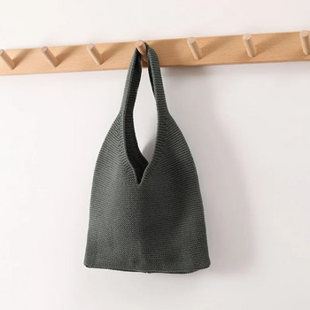 Γυναικεία τσάντα μάλλινης πλέξης, γυναικεία βελονάκι, ανοιχτή τσάντα αγορών, 2023, γυναικεία καθημερινή τσάντα