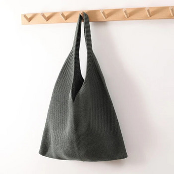 Дамска вълнена чанта за плетене на една кука Модна отворена пазарска чанта с горна дръжка 2023 г. Дамска ежедневна чанта