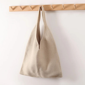 Дамска вълнена чанта за плетене на една кука Модна отворена пазарска чанта с горна дръжка 2023 г. Дамска ежедневна чанта