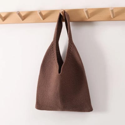 Kötöző női gyapjú táska Női horgolt divat, nyitott vásárlói táska felső fogantyúval 2023 női napi kézitáska