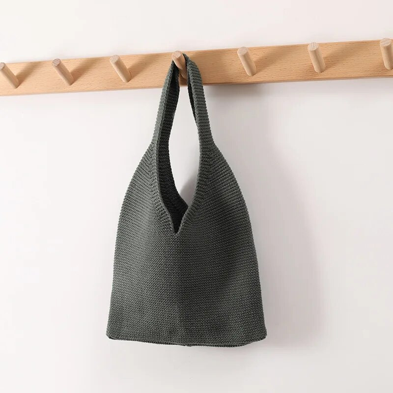 Kötöző női gyapjú táska Női horgolt divat, nyitott vásárlói táska felső fogantyúval 2023 női napi kézitáska