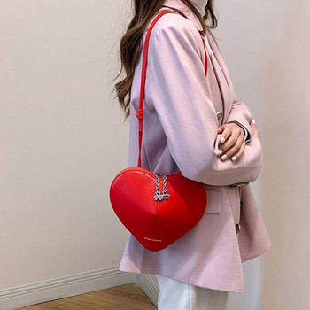Чанти във формата на сърце за жени Мини чанта през рамо Дамска червена любовна чанта със сърце Модна торбичка чанта Подаръци за Свети Валентин Луксозни чанти