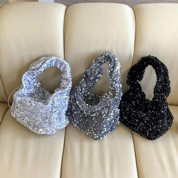LEFTSIDE Малки чанти за подмишници с пайети за жени 2023 Луксозни дизайнерски корейски модни дамски чанти за парти Тенденция чанта за рамо