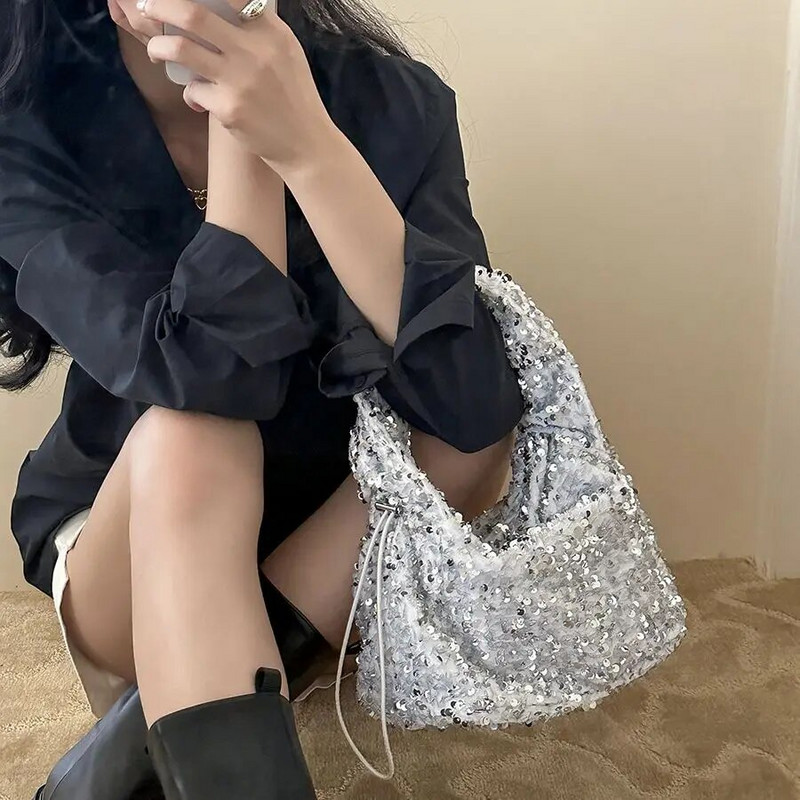 LEFTSIDE kis flitteres hónaljtáskák nőknek 2023-as luxustervező koreai divatos kézitáskák, trendi válltáska