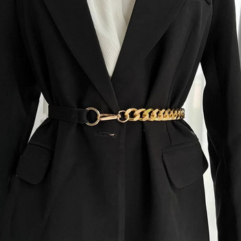 Колан със златна верига Еластични сребърни метални колани за талията за жени Висококачествени разтегливи панталони Дамско палто Ketting Riem Waistband