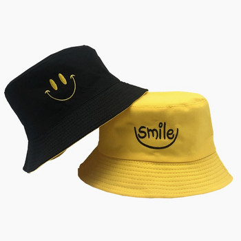 Fisherman\'s Hat διπλής όψης Smile Face Unisex Fashion Pop Hip Hop Bucket Cap Ανδρικό Καλοκαίρι