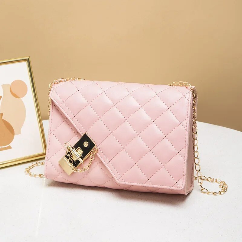 2023 Nove torbe preko ramena s preklopom Mala četvrtasta ženska torba na rame Dizajnerske ručne torbe od karirane pu kože Ženska torba s lancem