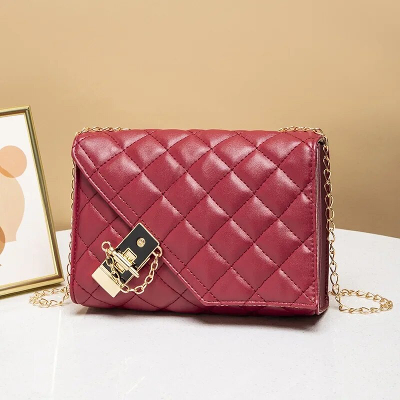 2023 Nove torbe preko ramena s preklopom Mala četvrtasta ženska torba na rame Dizajnerske ručne torbe od karirane pu kože Ženska torba s lancem