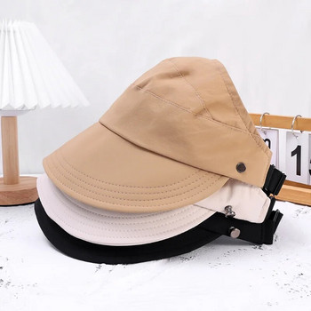 Слънчеви шапки за жени Лятна шапка с широка периферия с конска опашка Регулируема бързосъхнеща масивна рибарска шапка Ежедневна плажна шапка с UV защита