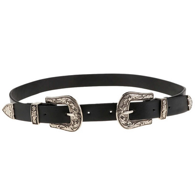 Moteriški odiniai diržai Džinsų diržo dirželis su 2 smeigtėmis, platus 2,4 cm, reguliuojamas moterims Vyriška, džinsinė kelnių suknelė, lengva nešioti