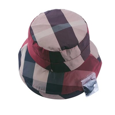 Női nyári kockás összecsukható vödörsapka tengerparti nyaraláshoz Lady Spring Bowler napvédő sapka klasszikus fejfedő Új a nagykereskedésben