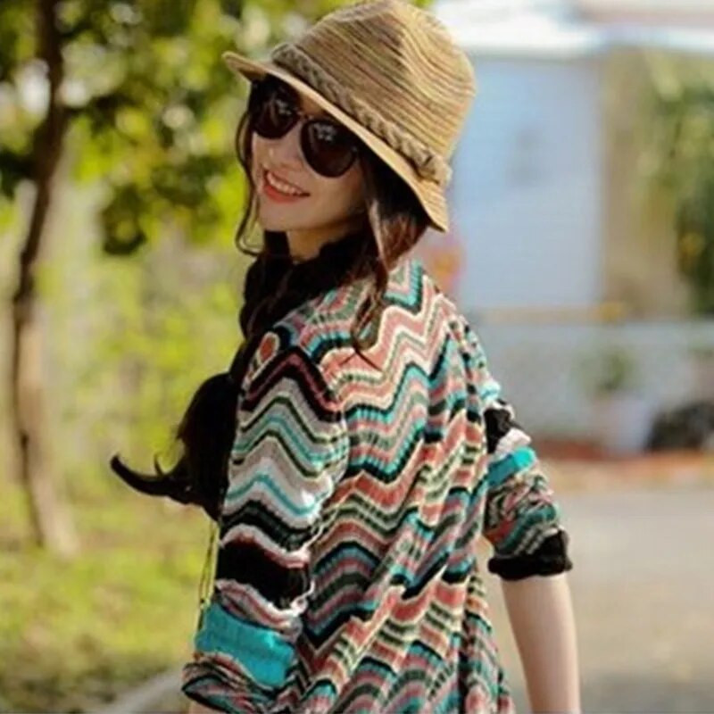 Καλοκαιρινό ψάθινο καπέλο Μποέμ Γυναικεία Κυρία Μόδα Χρωματιστά Ψαράδες Παναμά Αντηλιακό Καπέλο Casual Beach Travel Καουμπόικα καπέλα λεκάνης