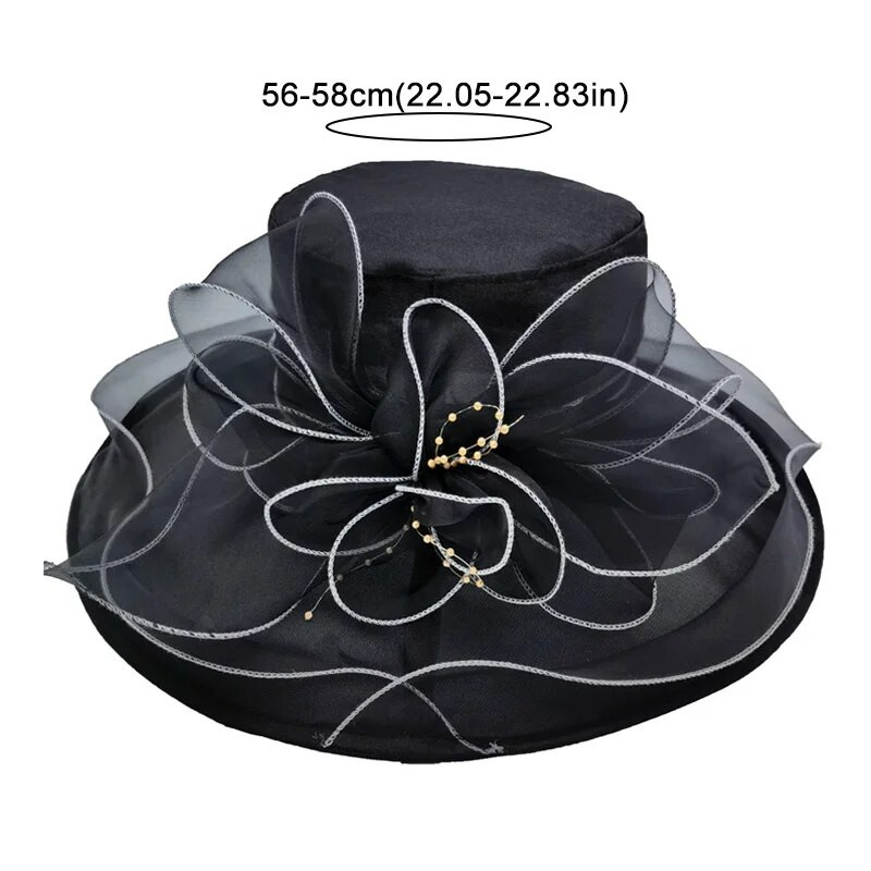 Elegantni šešir s mašnom Ljetni šešir od organze sa širokim obodom za zaštitu od sunca Kentucky Derby šeširi za žene Crkvena vjenčanja Kapa za sunčanje na plaži Sklopiva