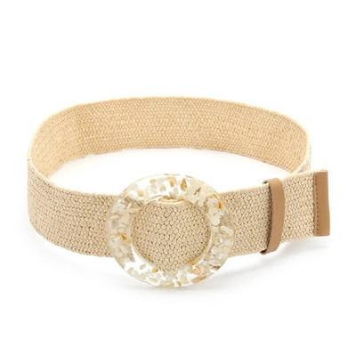 Novi modni elastični PP tkani široki pojas s okruglim gumbima u boemskom stilu, ukrasna haljina s kvadratnim gumbima za ženski remen