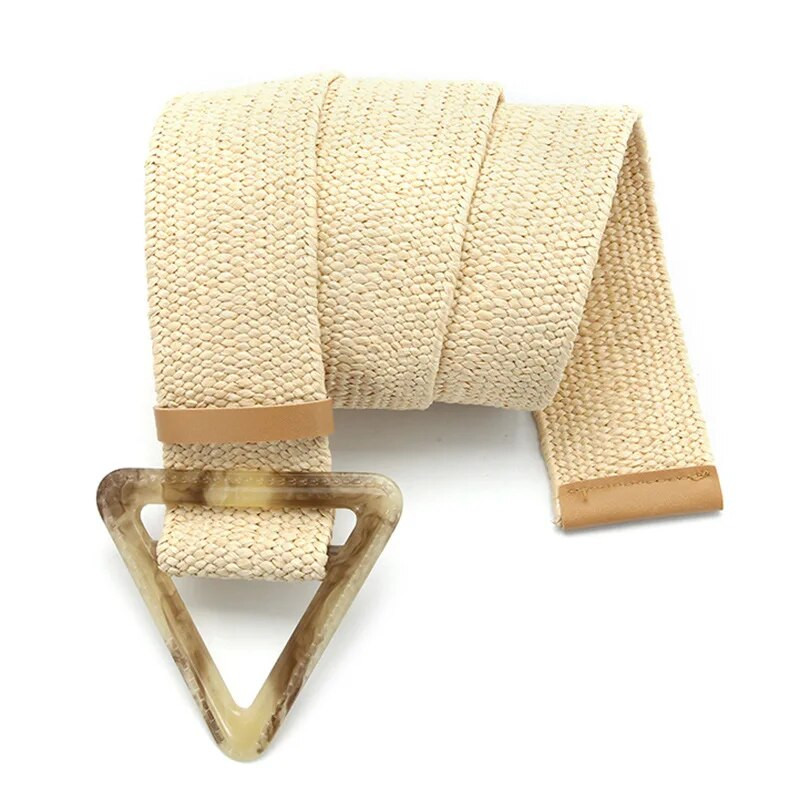 Novi modni elastični PP tkani široki pojas s okruglim gumbima u boemskom stilu, ukrasna haljina s kvadratnim gumbima za ženski remen