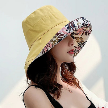 Дамска шапка с кофа Панамска дамска рибарска шапка Four Seasons Шапка с голяма периферия Двустранна рибарска шапка Слънчева козирка Шапка за слънце