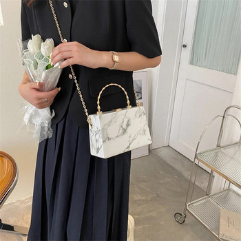 Дамска дизайнерска дамска чанта с мраморни портмонета, квадратна чанта за момичета през рамо