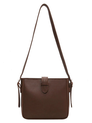 Нова елегантна модна дамска чанта-кофа с голям капацитет Универсални чанти за през рамо от PU кожа Дамска едноцветна чанта с текстура