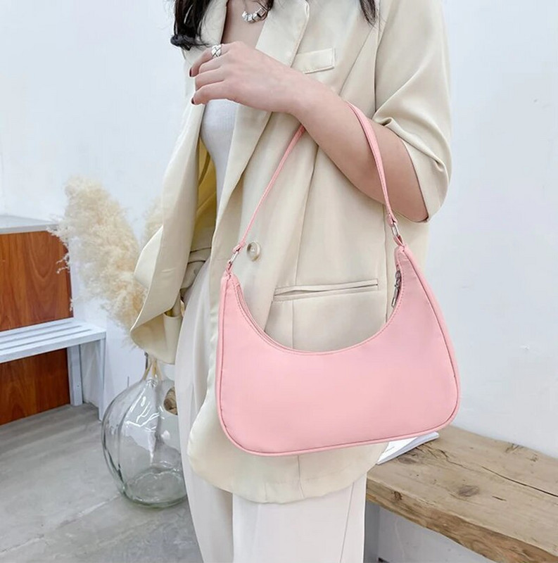 Moteriški krepšiai per petį Maža piniginė ant peties Nailono rankinė pažastims Sankaba Moteriškos Hobos Vasarinės paprastos rankinės Bolso Feminina