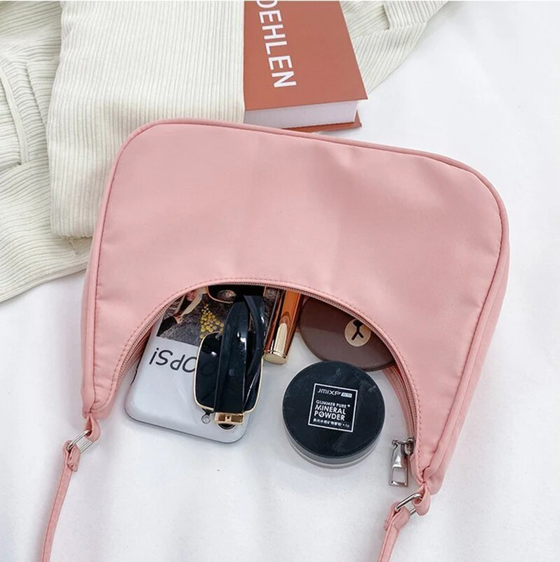 Moteriški krepšiai per petį Maža piniginė ant peties Nailono rankinė pažastims Sankaba Moteriškos Hobos Vasarinės paprastos rankinės Bolso Feminina