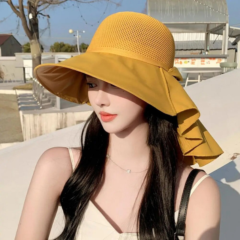 Nuotraukų rekvizitas Daugiafunkcinis vienspalvis Moteriškas žvejų skrybėlė Lengva moteriška vasaros kepuraitė plačiajuostė moteriška galvos apdangalas