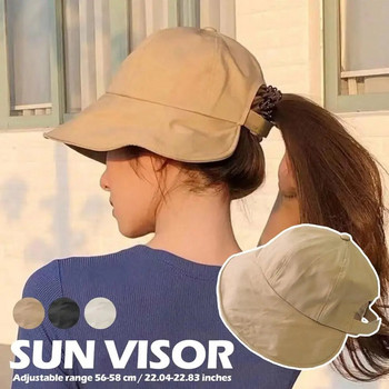 Дамска лятна памучна шапка с конска опашка Слънчева шапка с широка периферия Външна шапка с UV защита Сгъваеми козирки за слънце за плажен туризъм