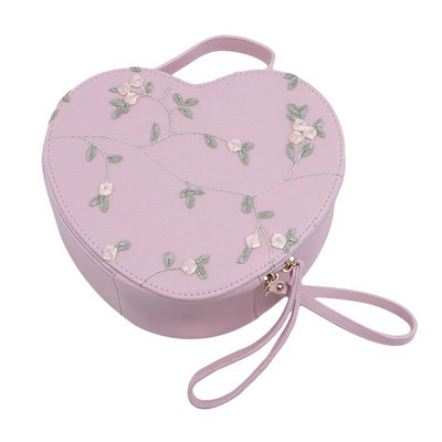Ins Ženska ručna torbica s cvjetnim vezom Torbica Torba na rame Kožni lanac u obliku srca Messenger torbe Crossbody Clutch Mala torbica