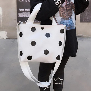 Модни ретро дамски платнени чанти Ново пристигане Дамски ежедневни цип на точки Обикновени чанти през рамо