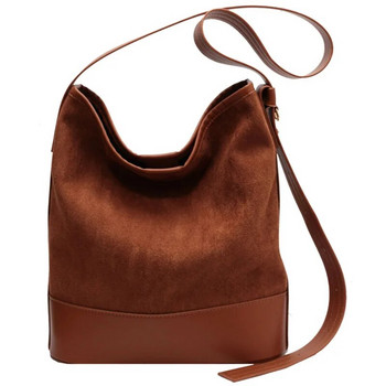 Ретро кожена велурена чанта с голяма вместимост Дамска популярна чанта за през рамо Putchwork Ежедневни женски чанти през рамо