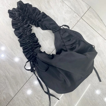 Γυναικείες τσάντες 2023 Κορεάτικη τσάντα Casual Fold Lace String String Sense Μεγάλη χωρητικότητα Τσάντα χιαστί Καμβά Τσάντα Γυναίκα