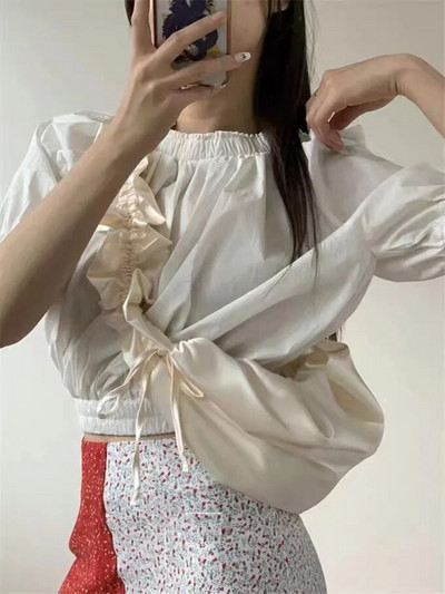 Női válltáskák, 2023-as koreai stílusú, alkalmi, összehajtható csipke húzózsinór Design Sense, nagy kapacitású Crossbody táska, vászontáska, női