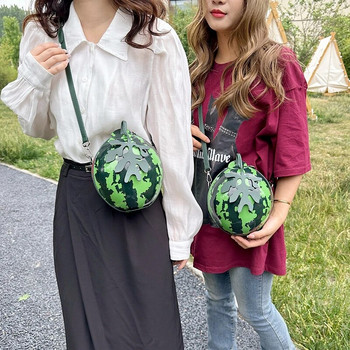 Στρογγυλή τσάντα διασκεδαστικής σχεδίασης καρπούζι για γυναικεία κορίτσια Μίνι χιαστί τσάντα τηλεφώνου Ιαπωνική χαριτωμένη μήλο δημιουργική τσάντα γυναικεία τσάντα