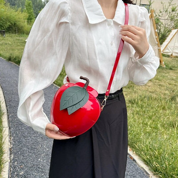 Забавна чанта с кръгъл дизайн на диня за дамски момичета Trend Mini Crossbody чанта за телефон Японска сладка Apple Творческа чанта Портмоне женска
