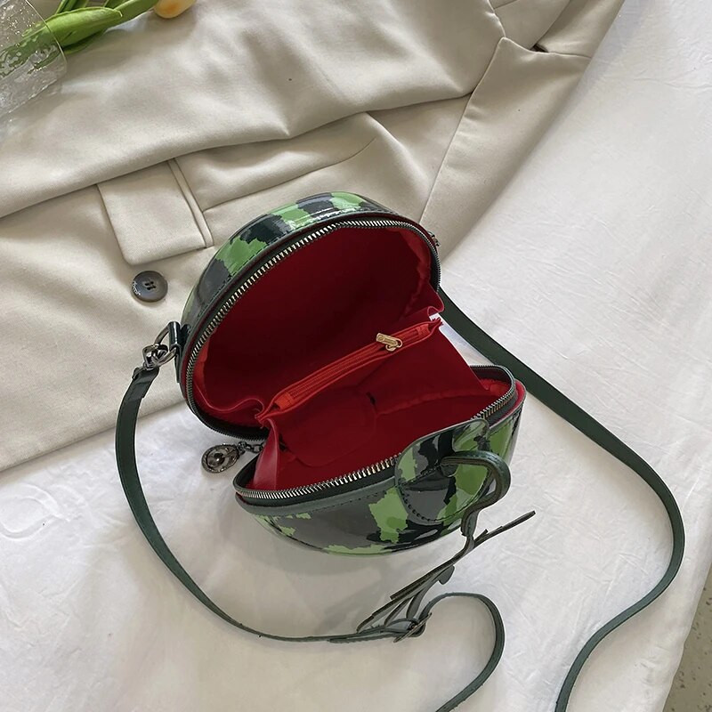 Okrugla zabavna torba u obliku lubenice za ženske djevojke Trend Mini torba za telefon preko tijela Japanska slatka jabučna kreativna torbica Ženska torbica