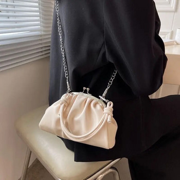 Нова едноцветна плисирана голяма чанта Мода Нови висококачествени меки кожени чанти за през рамо Чанта за подмишници Дамска дизайнерска ръчна чанта