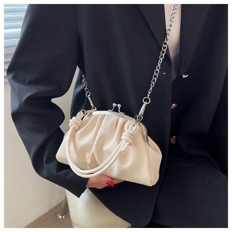 Új, egyszínű, hajtogatott hordtáska divat Új, kiváló minőségű puha bőr utazó válltáskák Hónaljtáska Női tervezői kézitáska