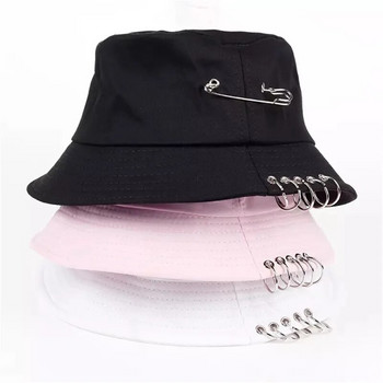 1 ΤΕΜ. Unisex Γυναικείο ανδρικό καπέλο με κουβά Δαχτυλίδια καρφίτσας καπέλο ηλίου Καπέλα καλοκαιρινά καπέλα Σφενδάμι φύλλο ψαρά Καπέλο διπλής όψης Φοριέται ροζ χρώμα Νέο