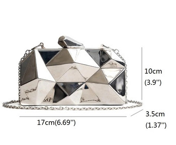 Дамска геометрична вечерна чанта Клъч чанти Златна акрилна кутия Елегантна верига Женска чанта за парти Чанта през рамо за сватба/среща