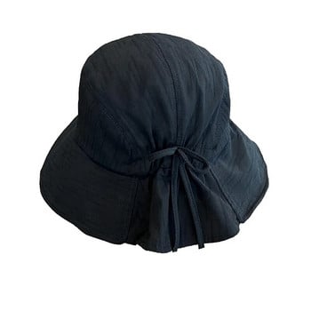 Νέα μόδα Παναμάς 2023 Καλοκαιρινό μαύρο καπέλο με φιόγκο Γυναικεία μόδα Κορέα Bob Cotton Gorro Pescador Mujer Καπέλο για τον ήλιο Καπέλο ψαρέματος